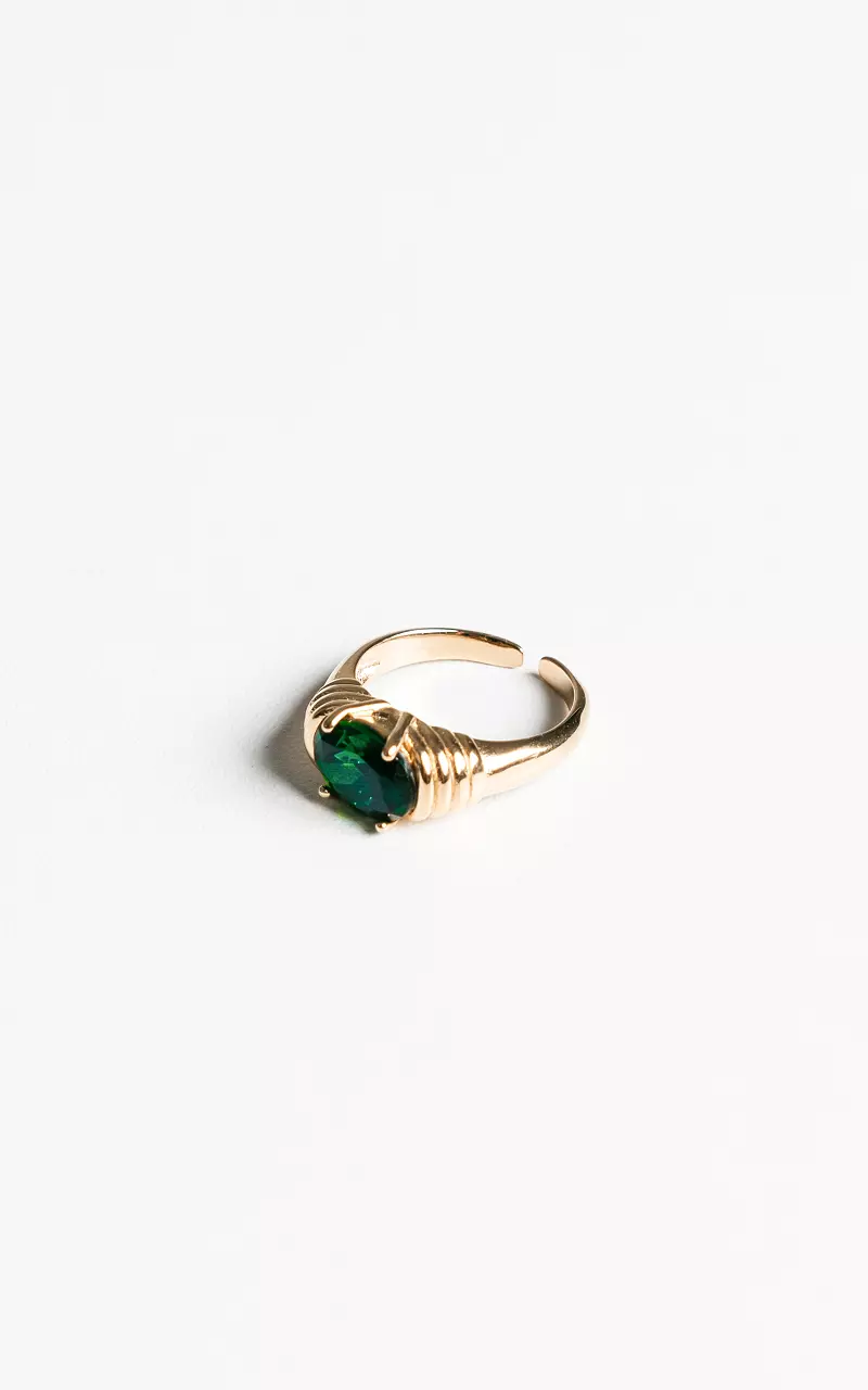 Ring met gekleurde steen Goud Groen
