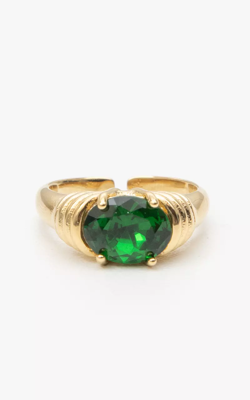 Ring met gekleurde steen Goud Groen