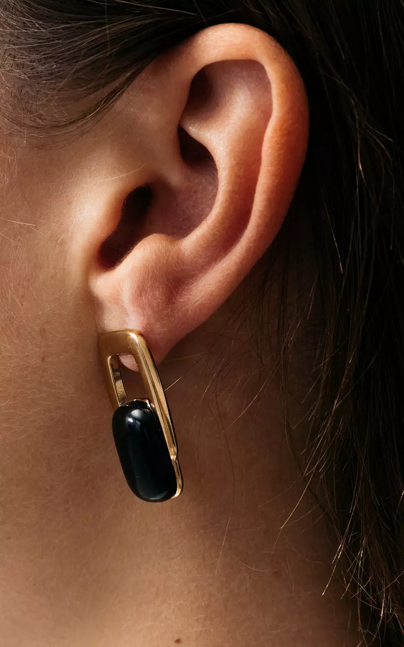 Stainless steel ear pins Gold Black