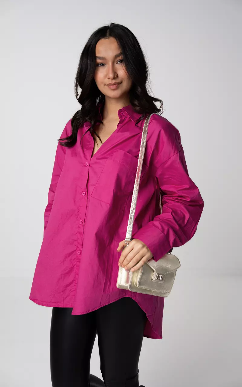 Basic blouse with breast pocket Pink