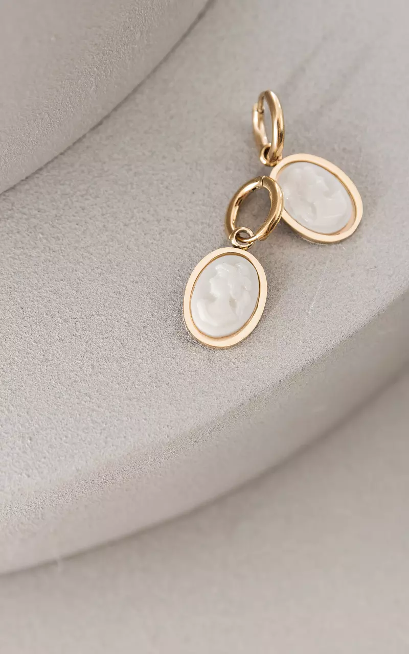 Earrings #87568 Gold White