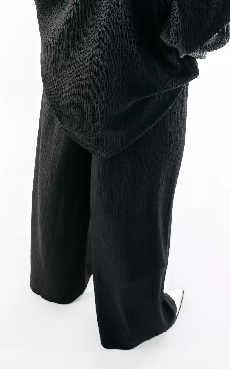 Straight fit pants with elastic band Black
