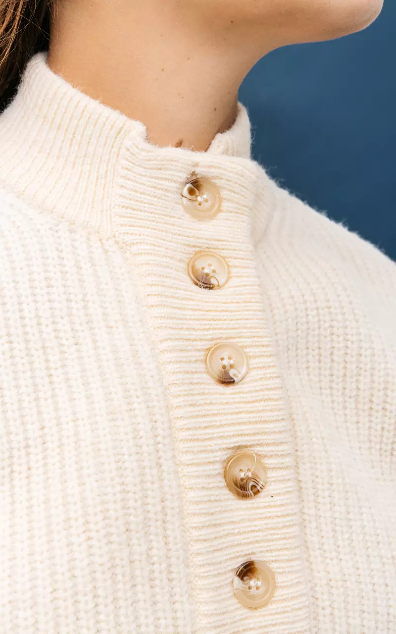 Knitted sweater with buttons Cream