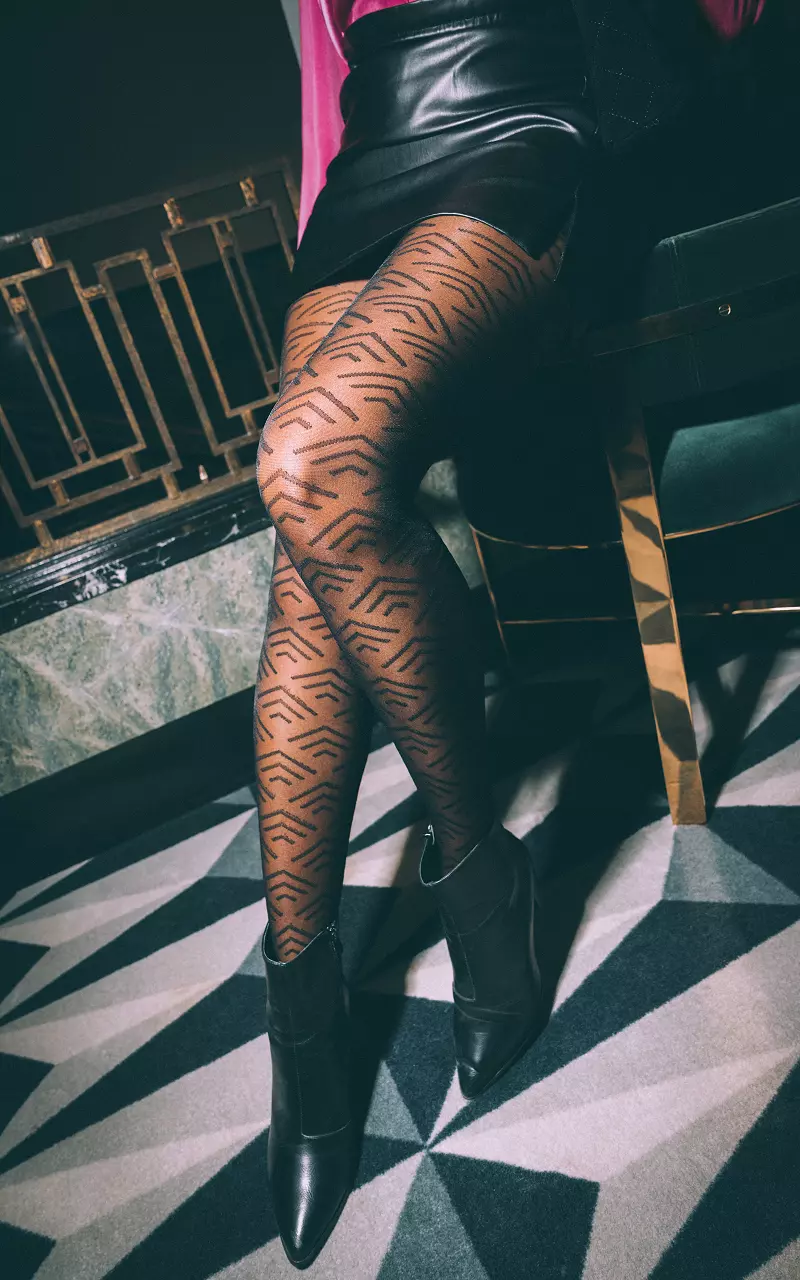 30 DEN tights with pattern Black
