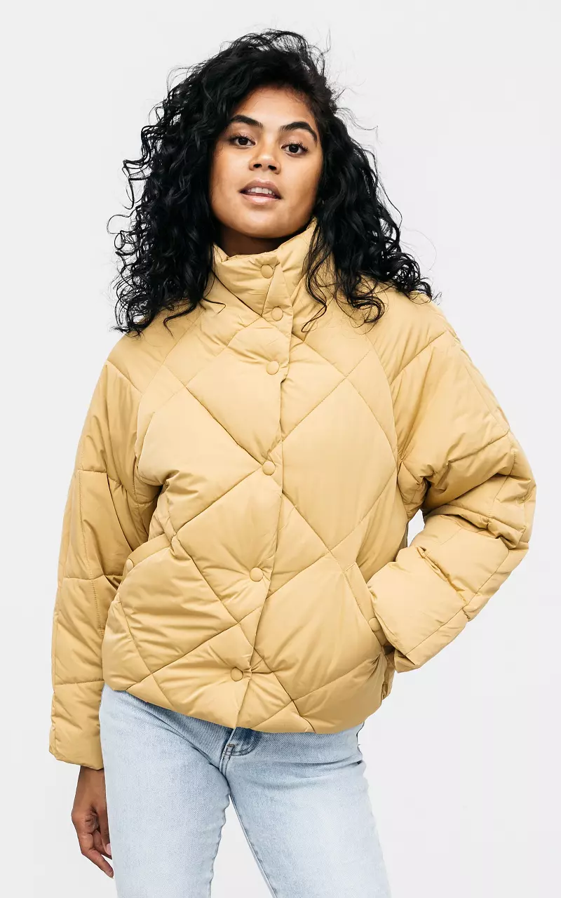 Quilted coat with pockets Yellow