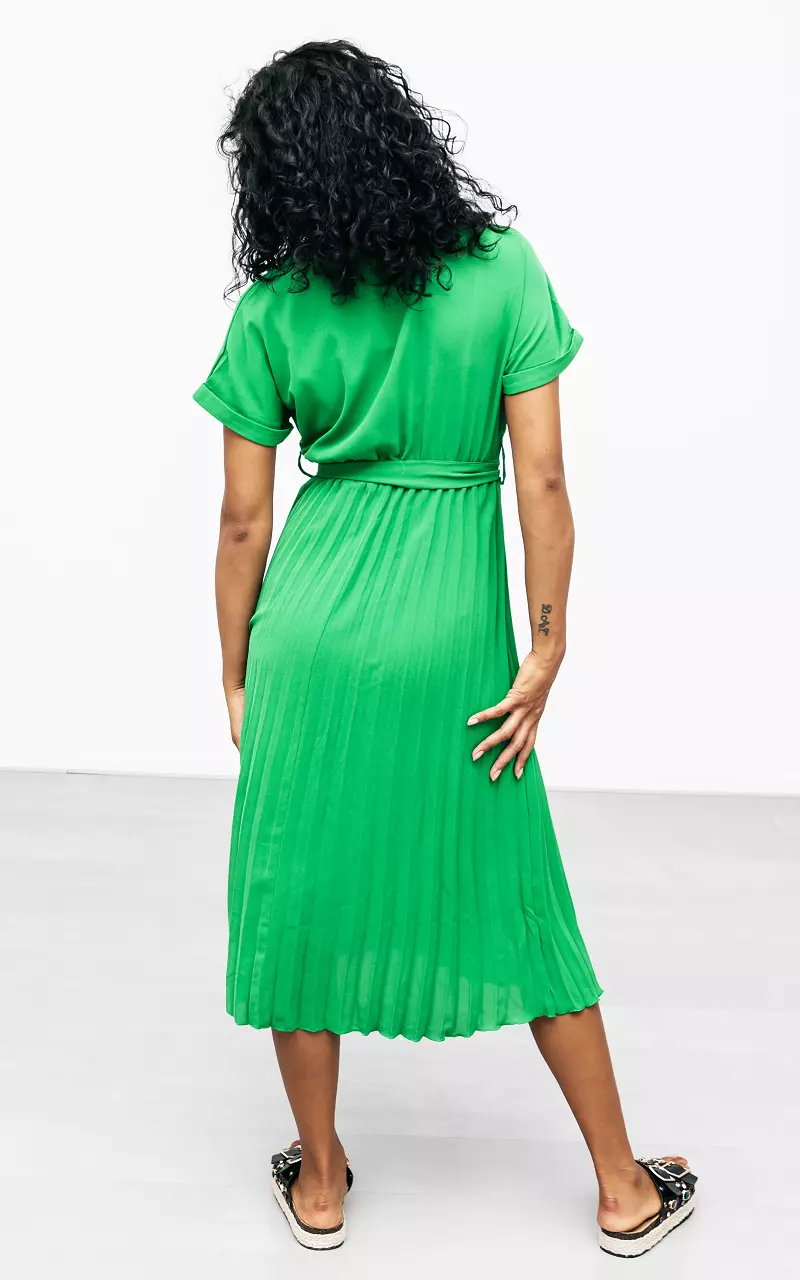 Plissee-Kleid mit Bindeschleife Hellgrün