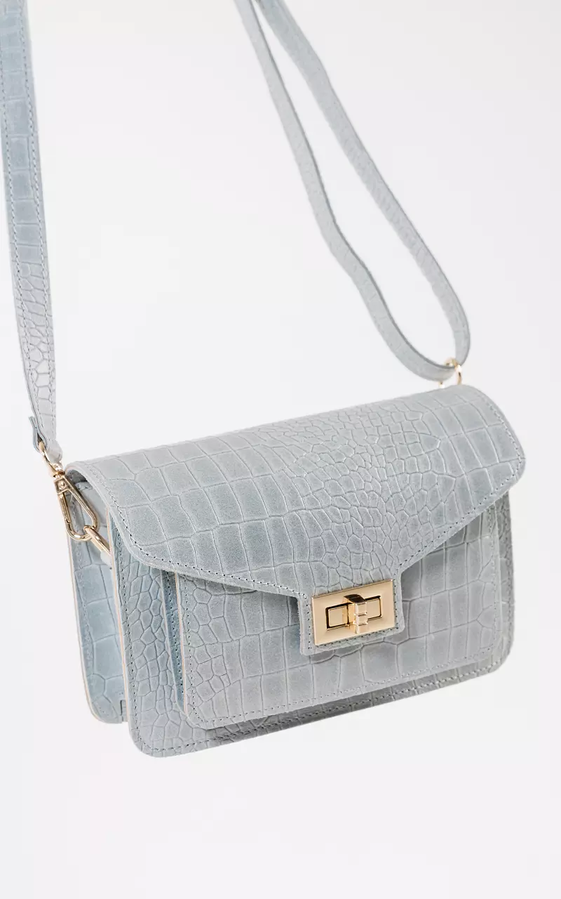 Leather bag with gold-coloured details Light Blue