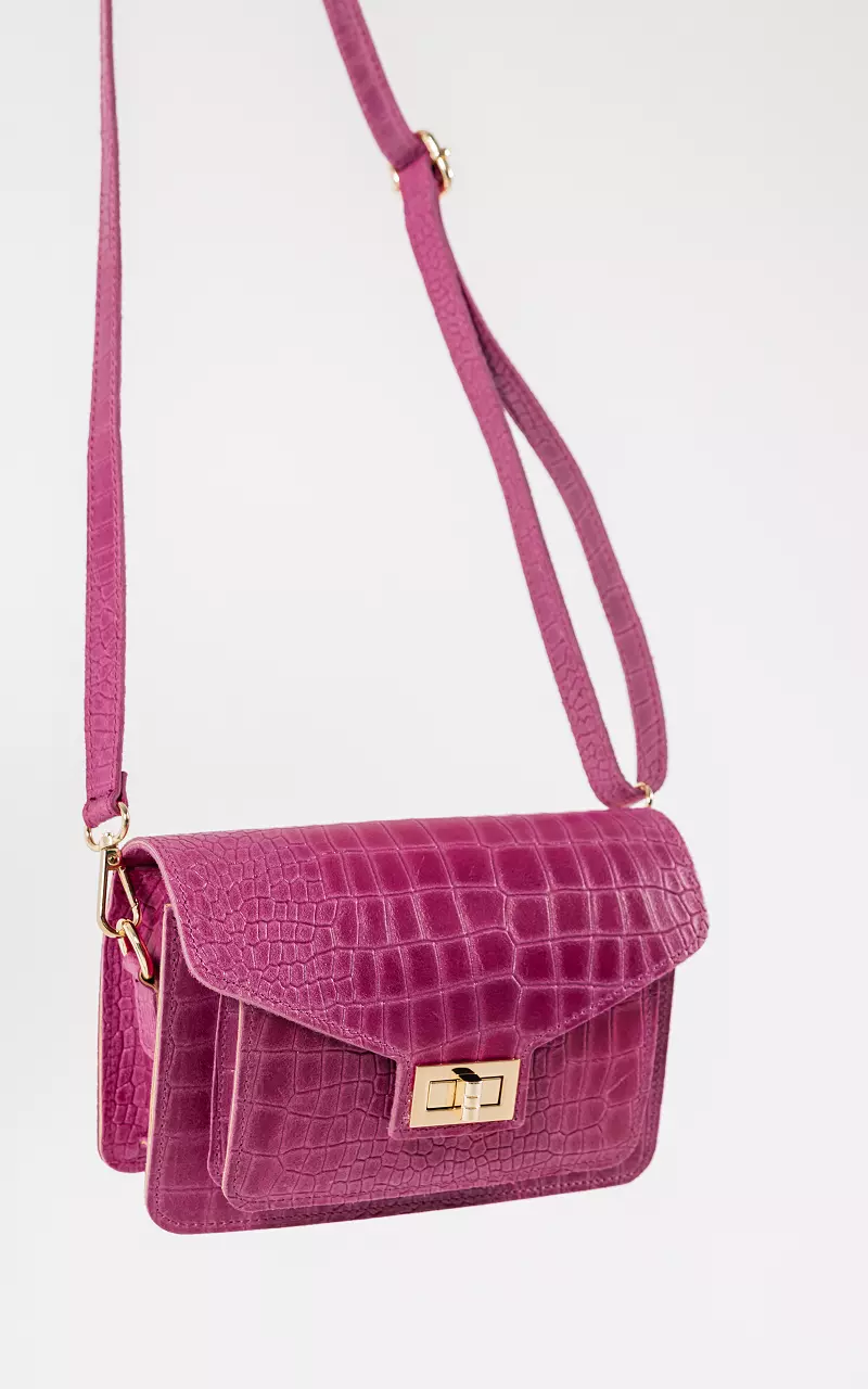 Leather bag with gold-coloured details Fuchsia