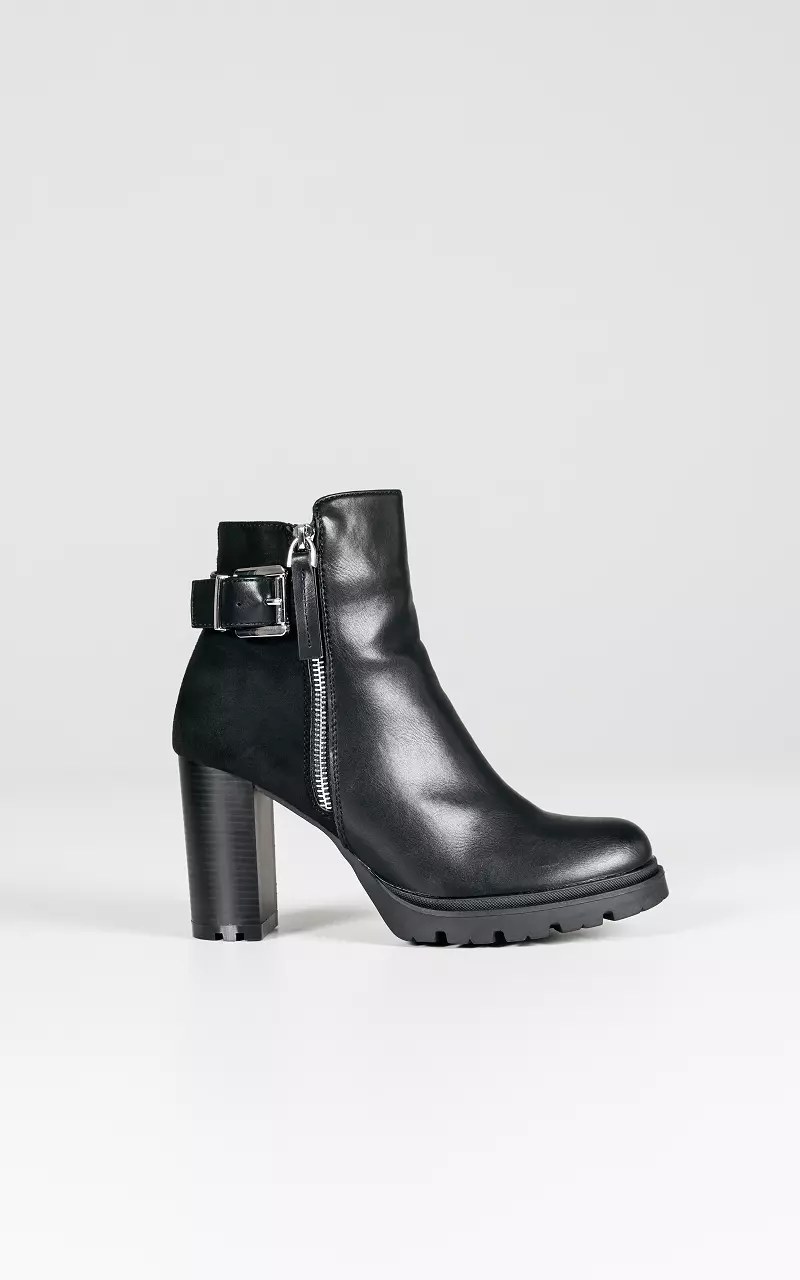 Leather-look boots with decorative zip Black