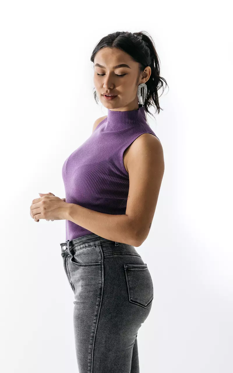 Top mit Rollkragen Lila
