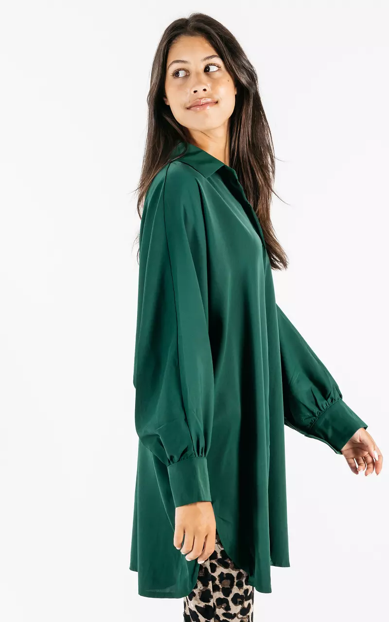 Oversized basic blouse with buttons Green