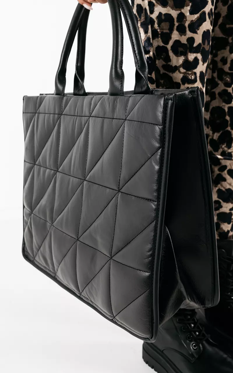 Padded shopper with zip Black