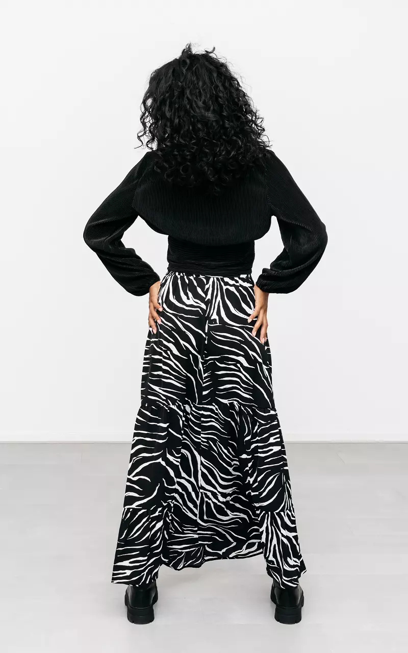 Maxi rok met zebraprint Zwart Wit
