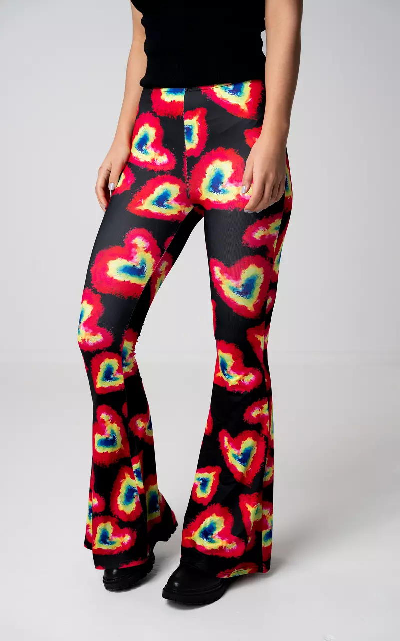 Flared pants with print Black Pink