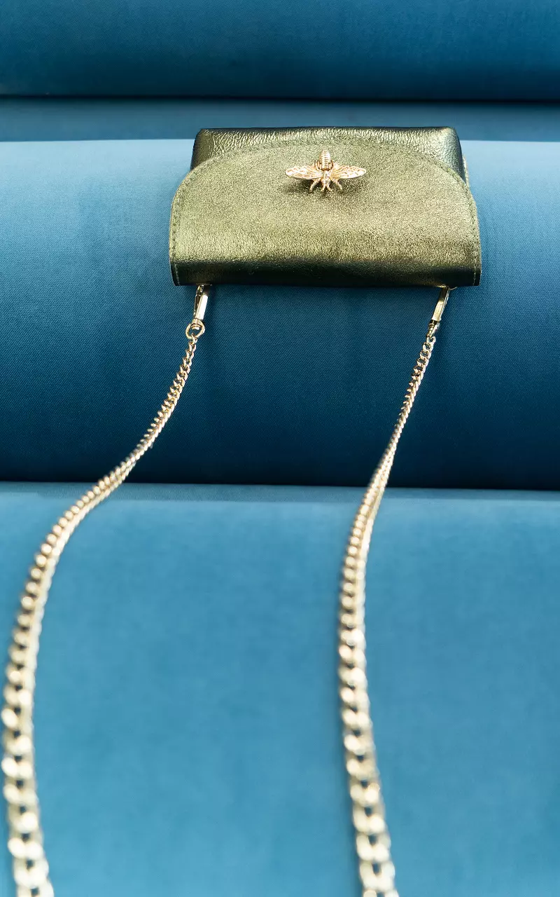 Metallic look bag with gold-coloured details Green