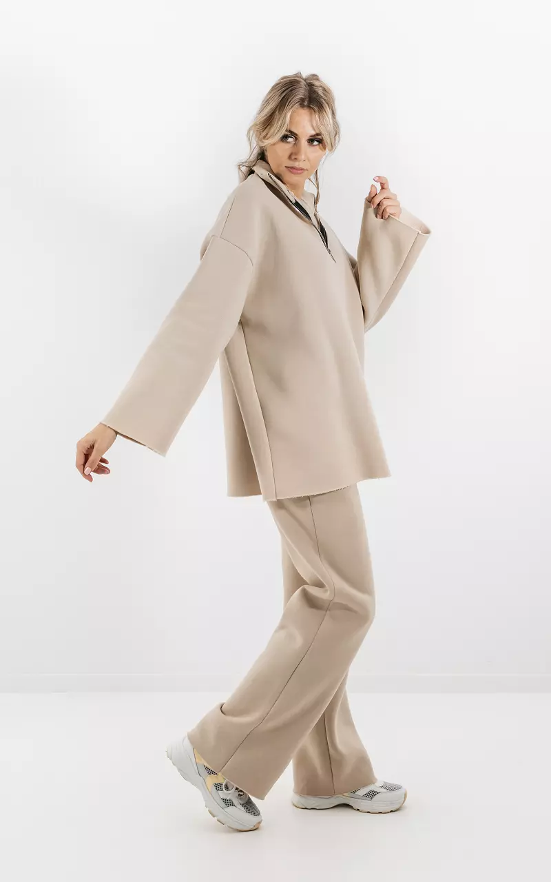 Wide leg pants with pockets Beige