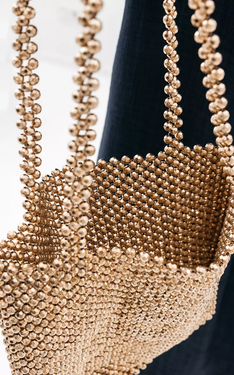 Handbag with glitter beads Gold