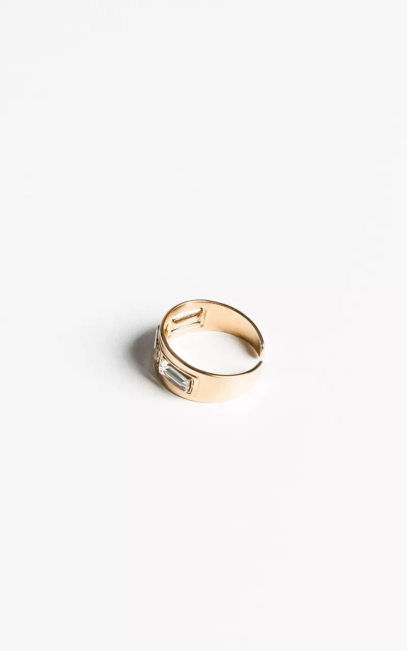 Verstellbarer Ring mit farbigen Steinchen Gold Silber