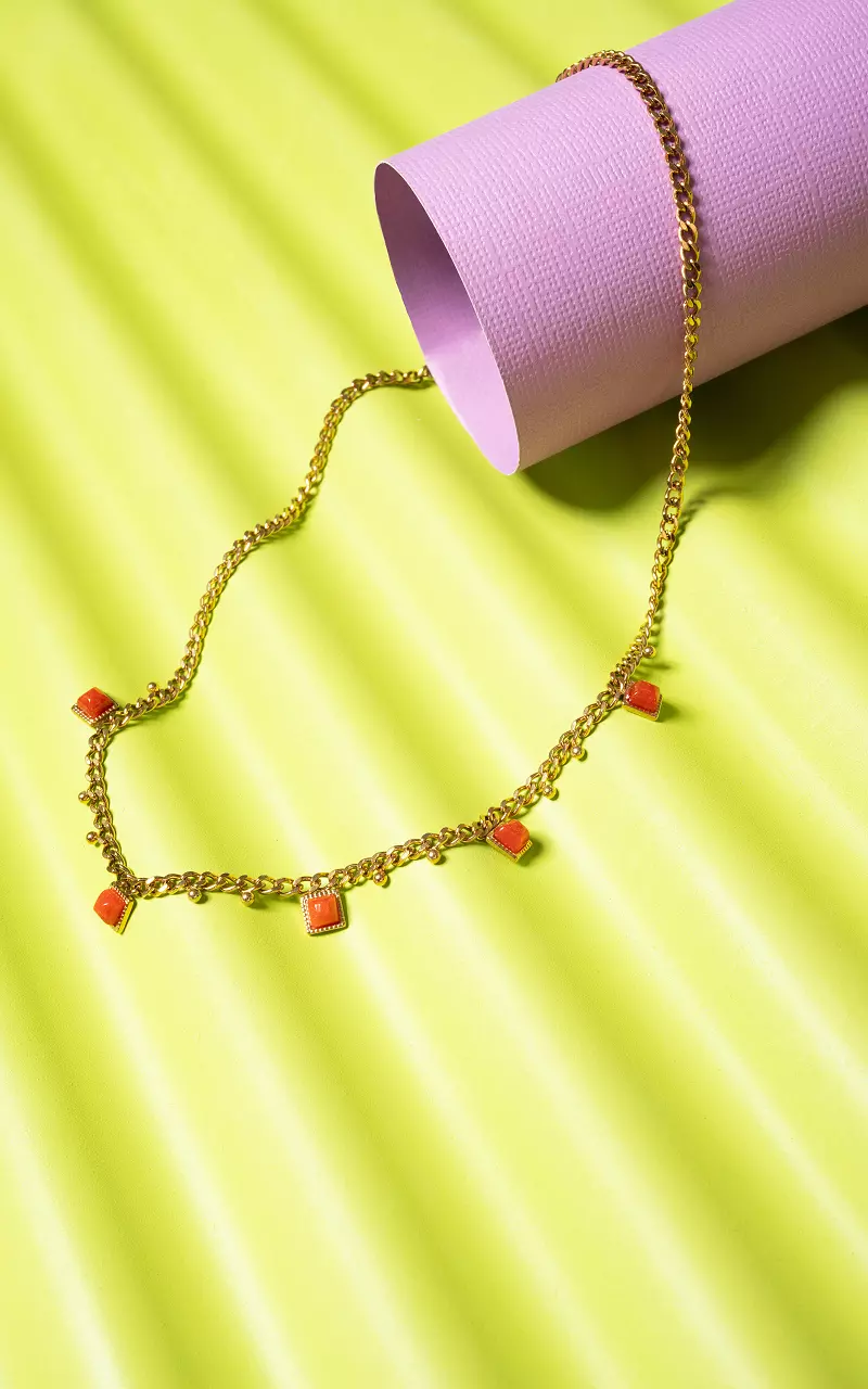 Necklace #87969 Gold Coral Red