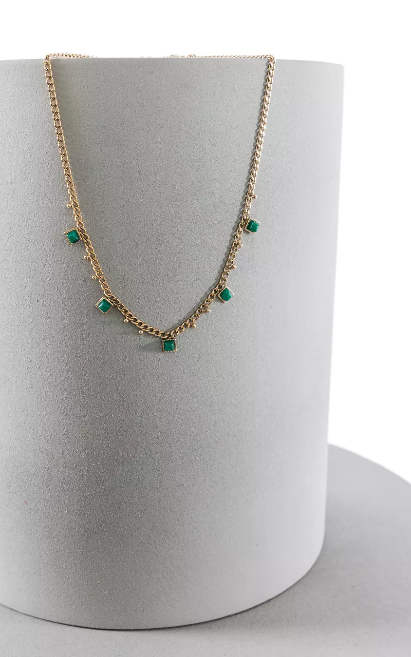 Adjustable necklace with coloured stones Gold Gold