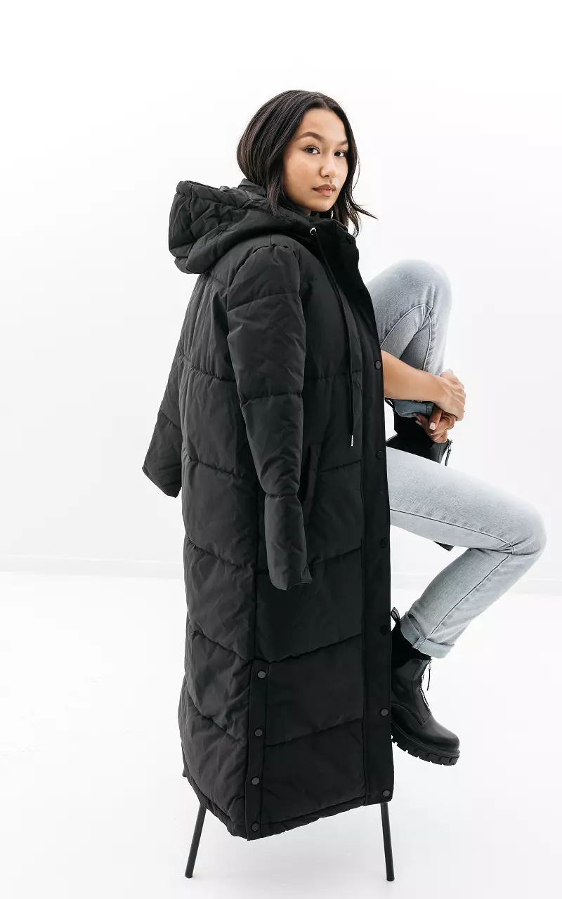 Long puffer coat Black
