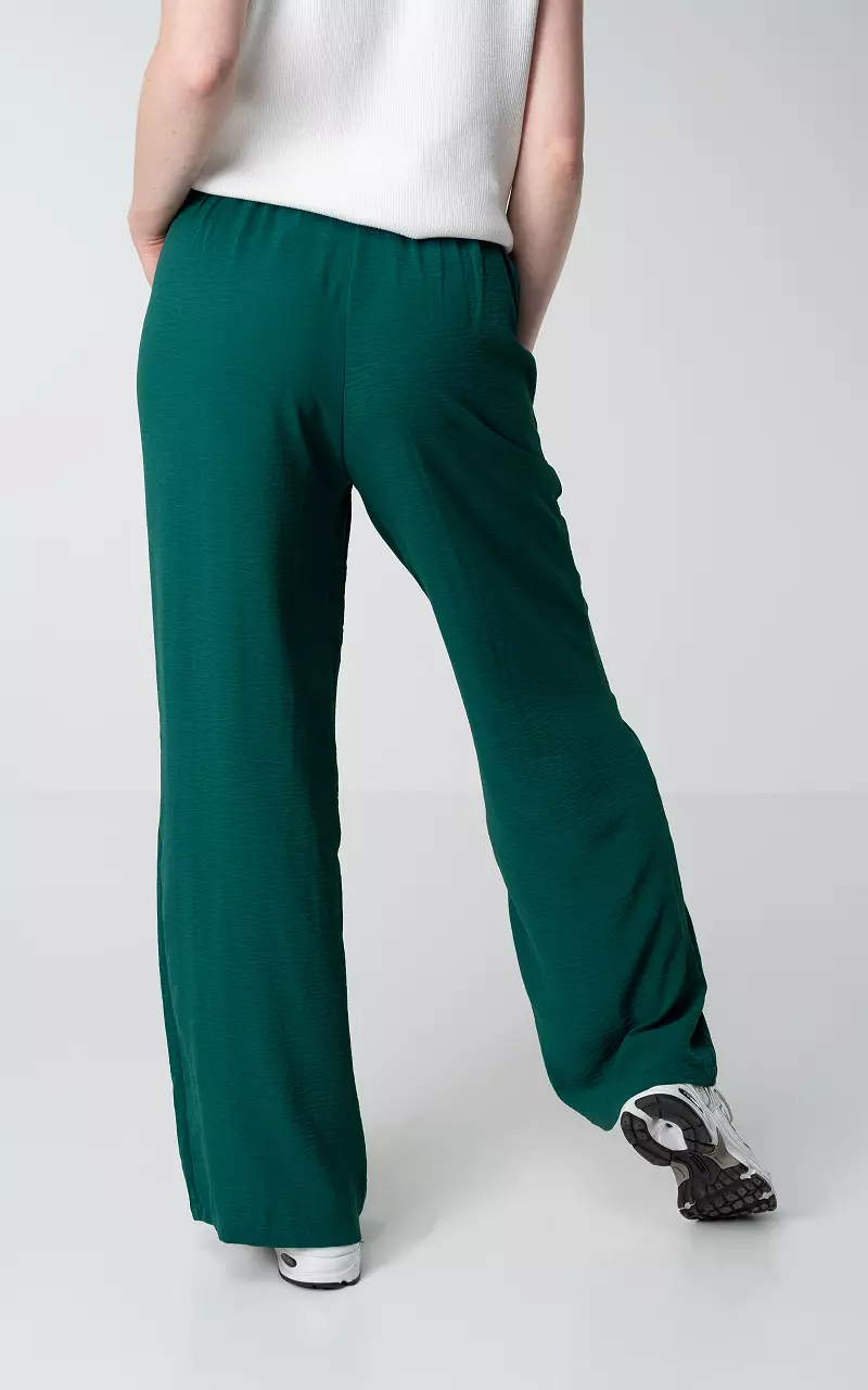 Wide leg pants with tie Green