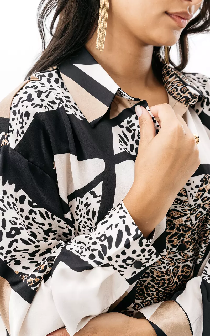 Blouse with print Black Beige