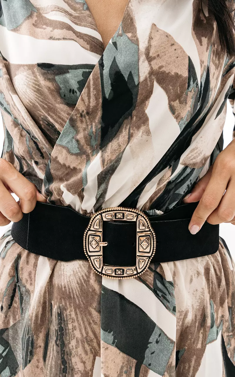 Elastic belt with big clasp Black Gold