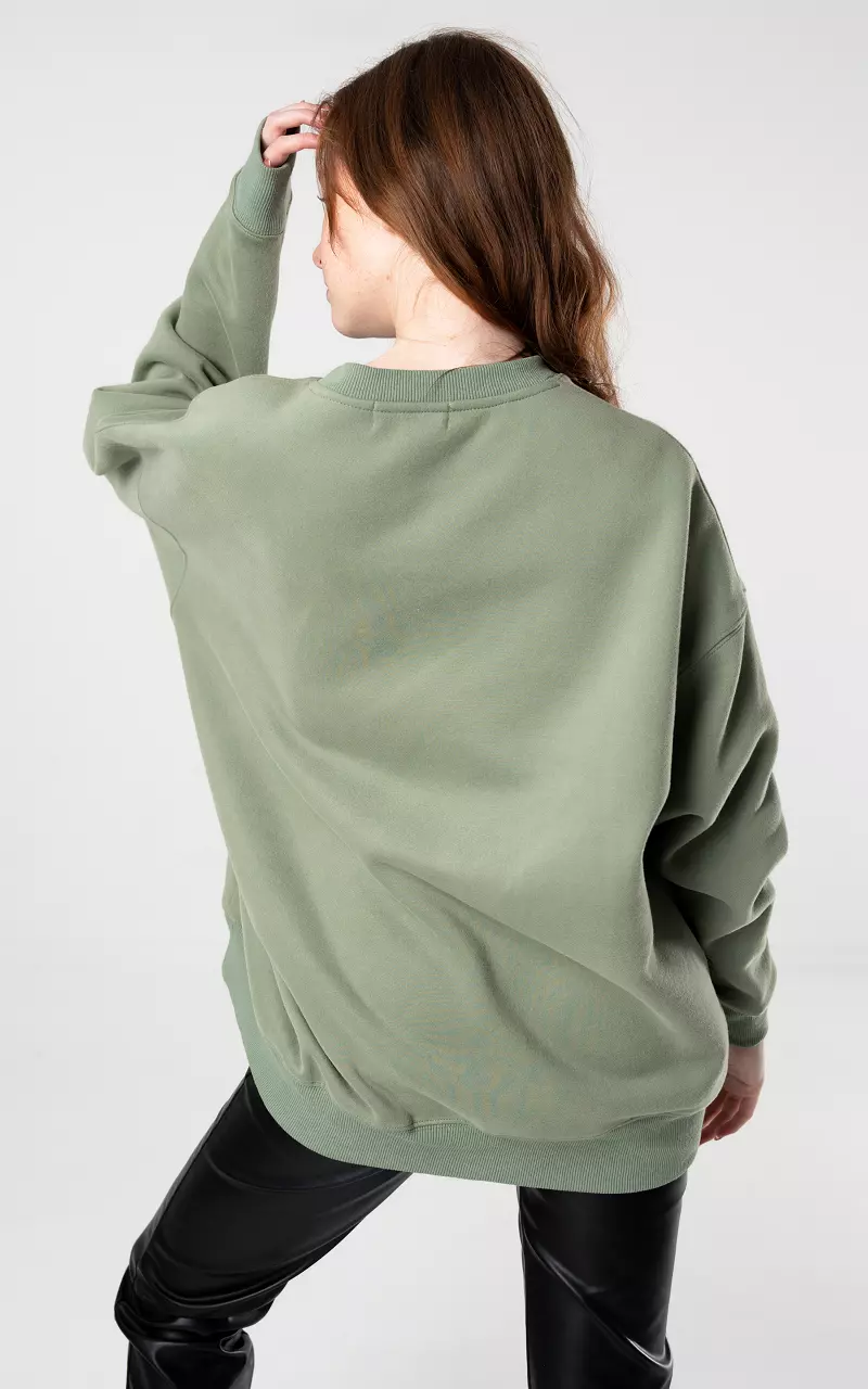 Oversized sweater with text Green