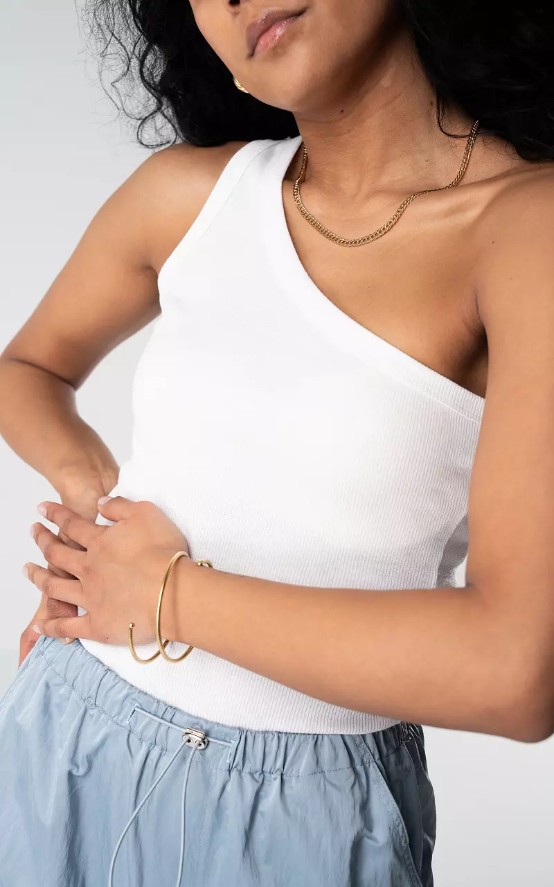 Sleeveless one-shoulder top White