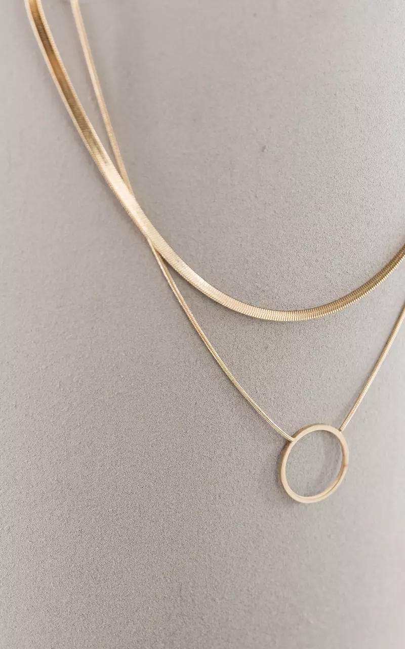 Stainless steel 2-layer necklace Gold