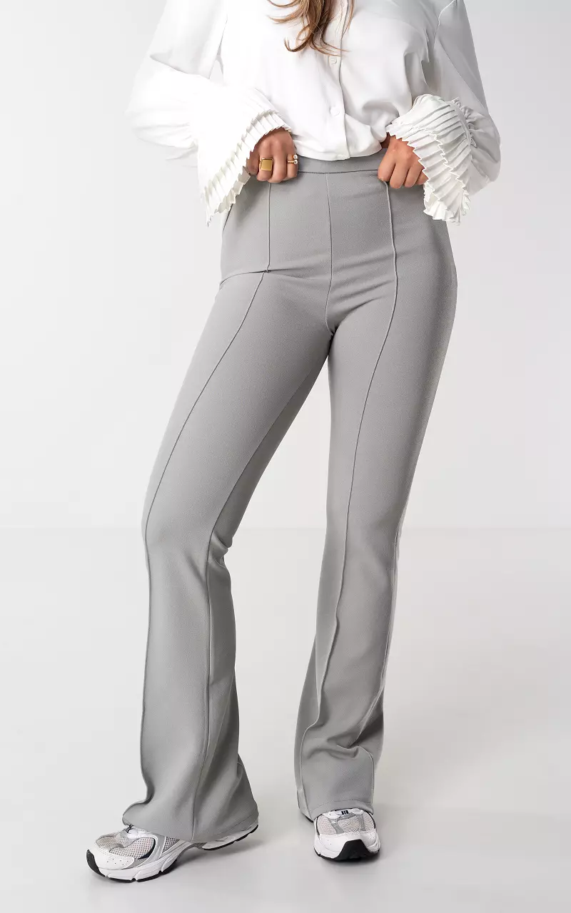 High-waist, flared trousers Light Grey
