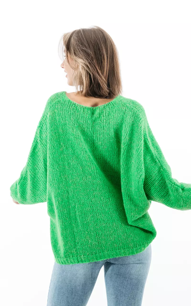 Oversized Pullover mit V-Ausschnitt Grün