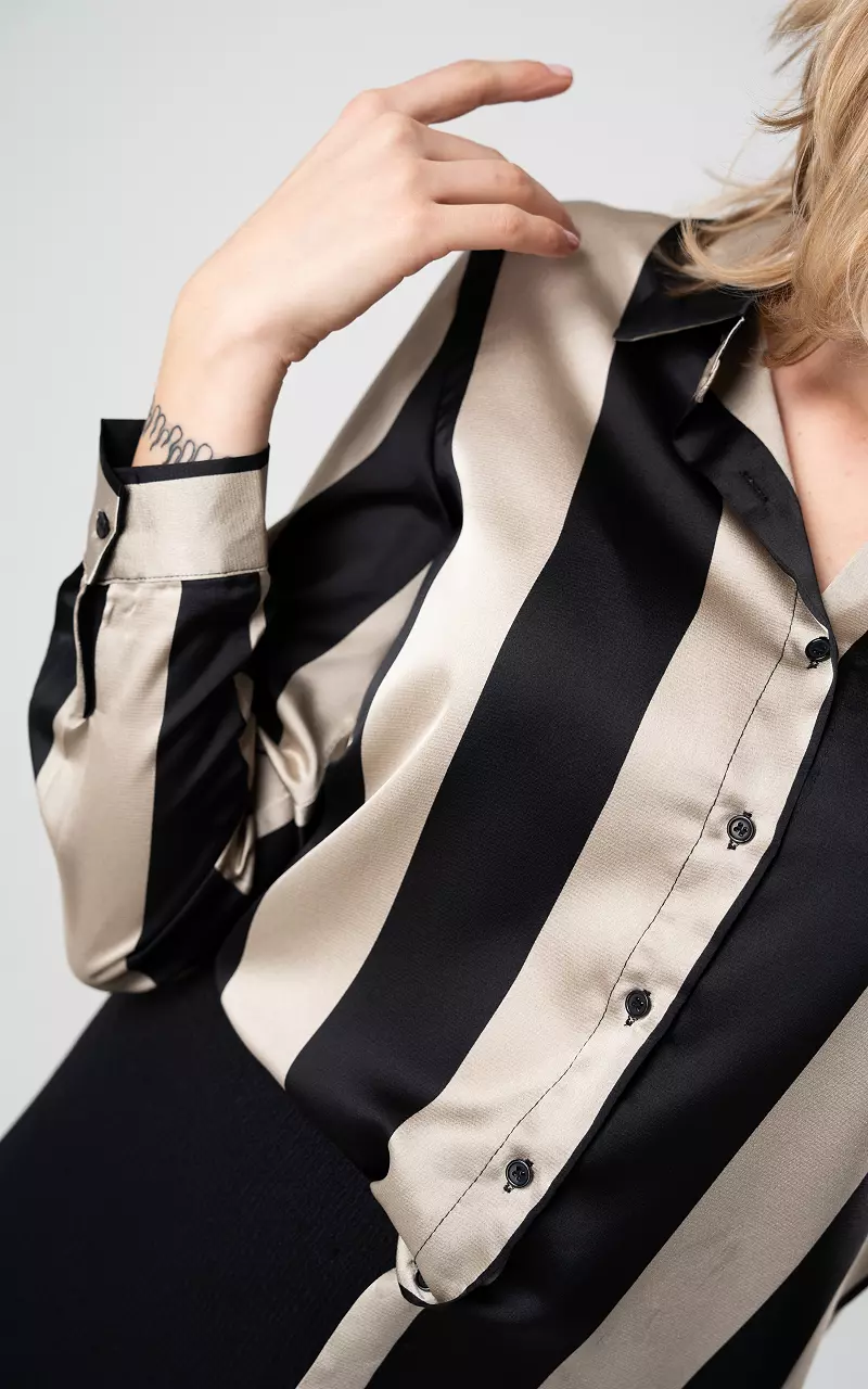 Blouse with striped pattern Champagne Black