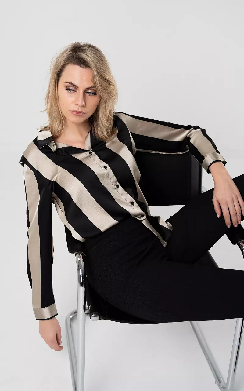 Blouse with striped pattern Champagne Black