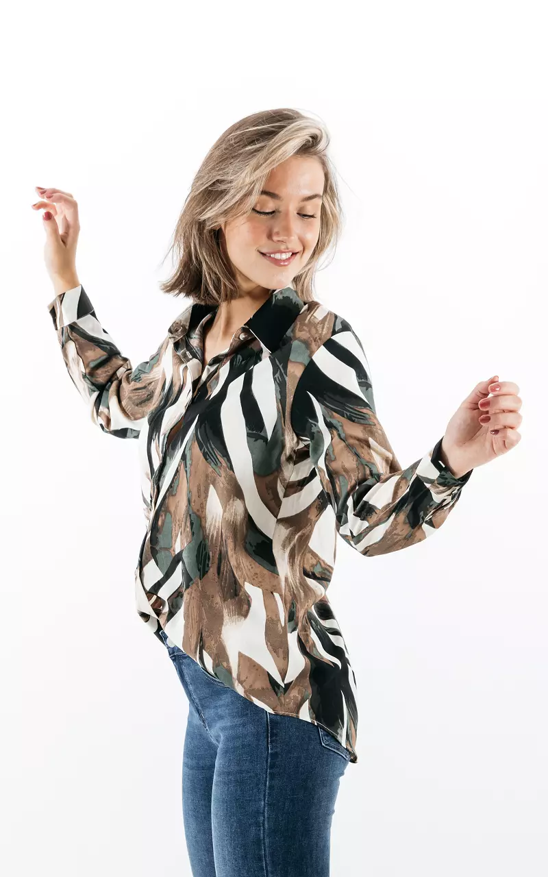Blouse with print Brown Green