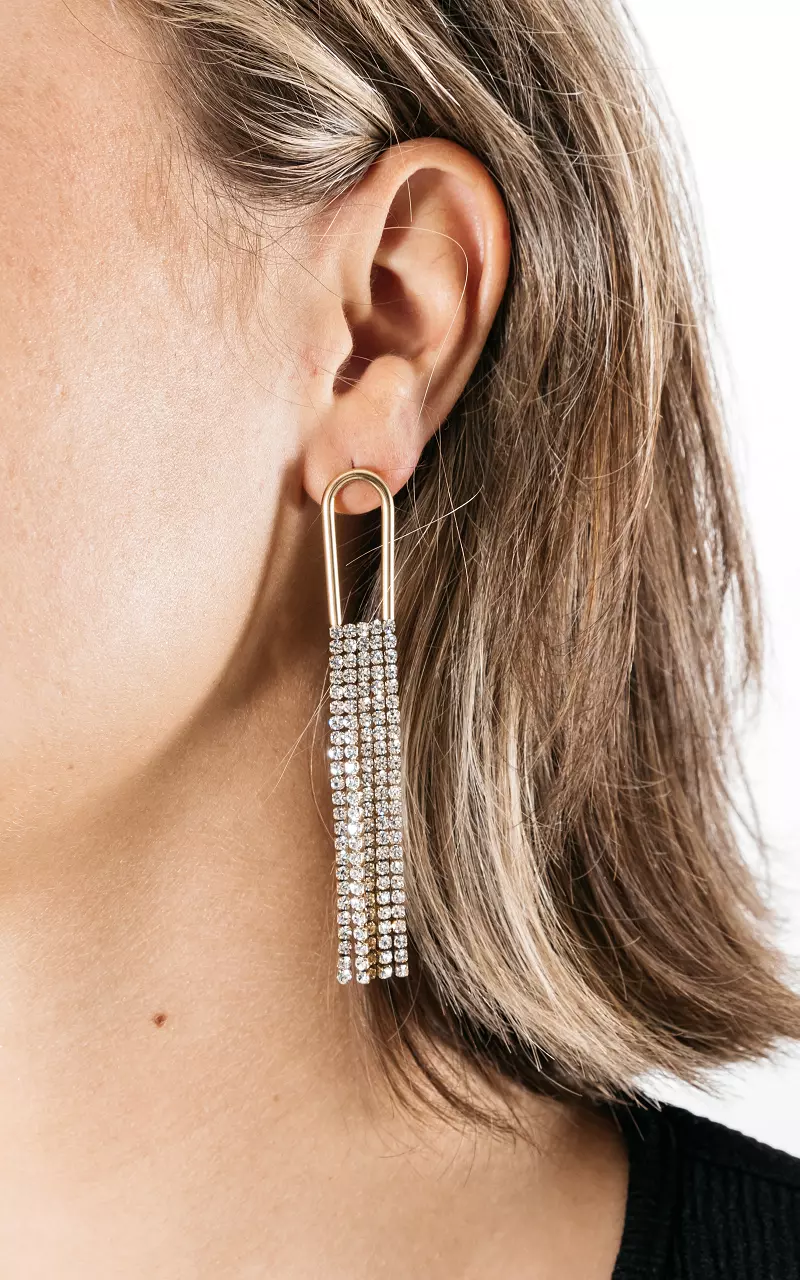 Strass oorbellen met kwastjes Goud