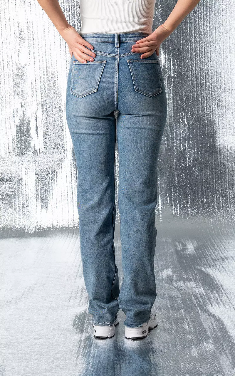 Straight fit high waist jeans Shuttle Blue