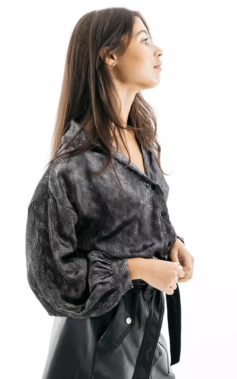 Metallic oversized blouse met ballonmouwen Zilver
