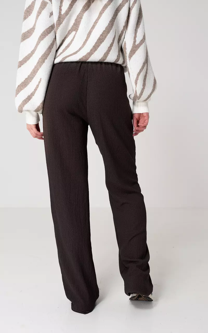 Wide leg pants with tie Dark Brown