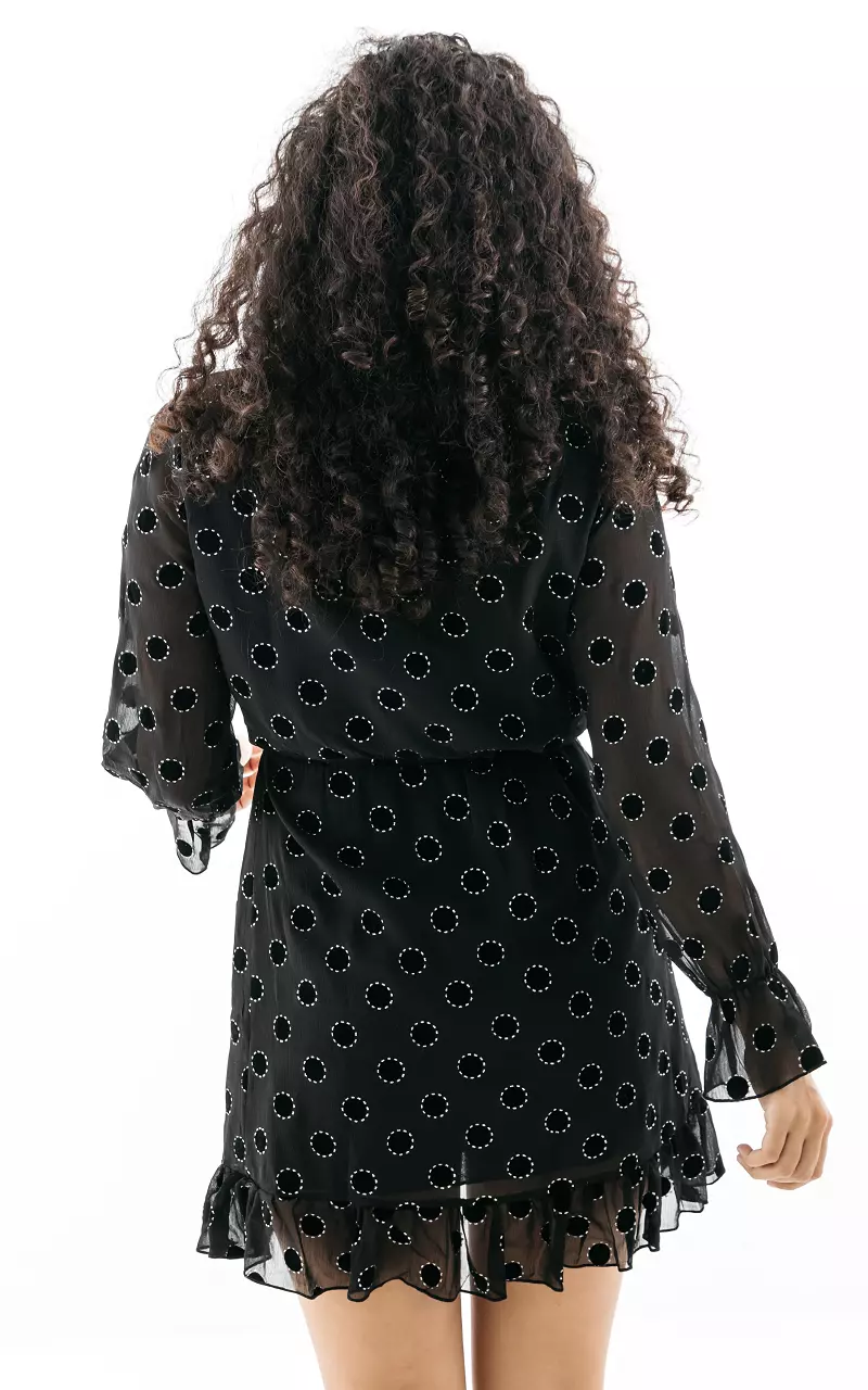 Kleid mit V-Ausschnitt und Glitzer-Detail Schwarz