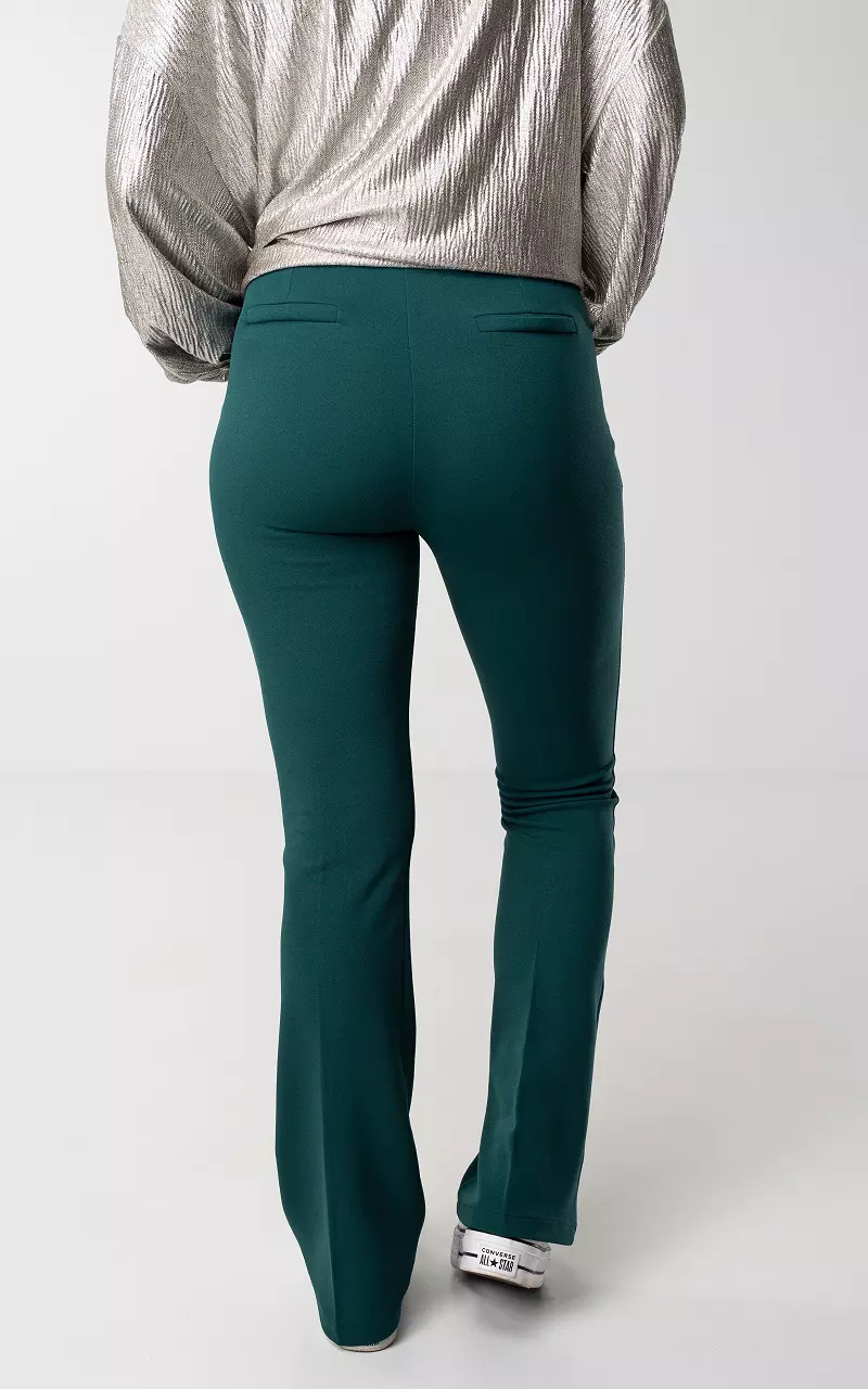 High-waist, flared trousers Emerald