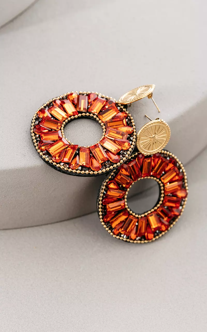 Stainless steel earrings Gold Orange