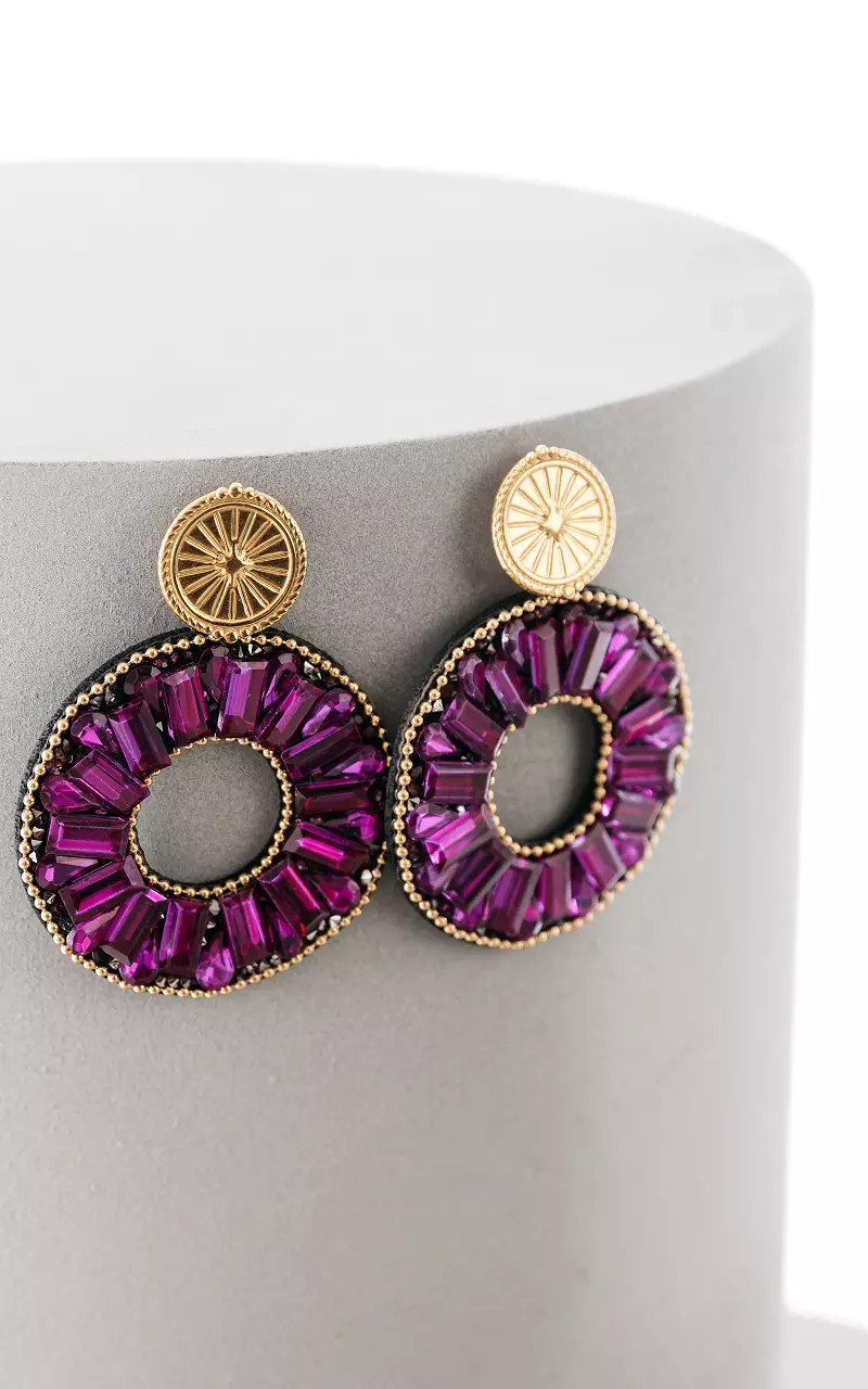 Stainless steel earrings Gold Purple