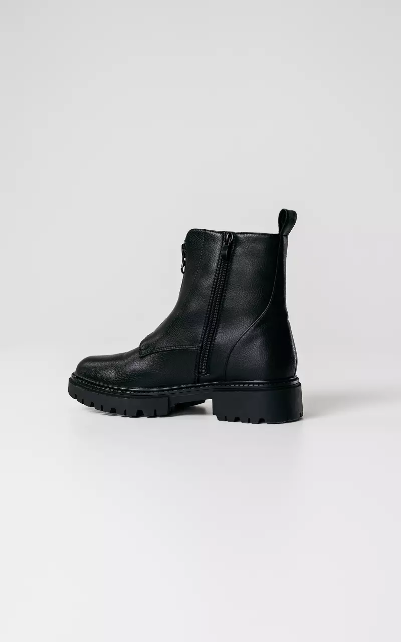 Leather-look boots with decorative zip Black