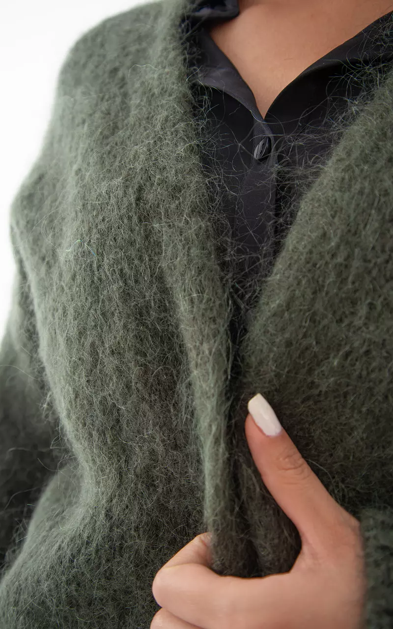 Long knitted cardigan Dark Green