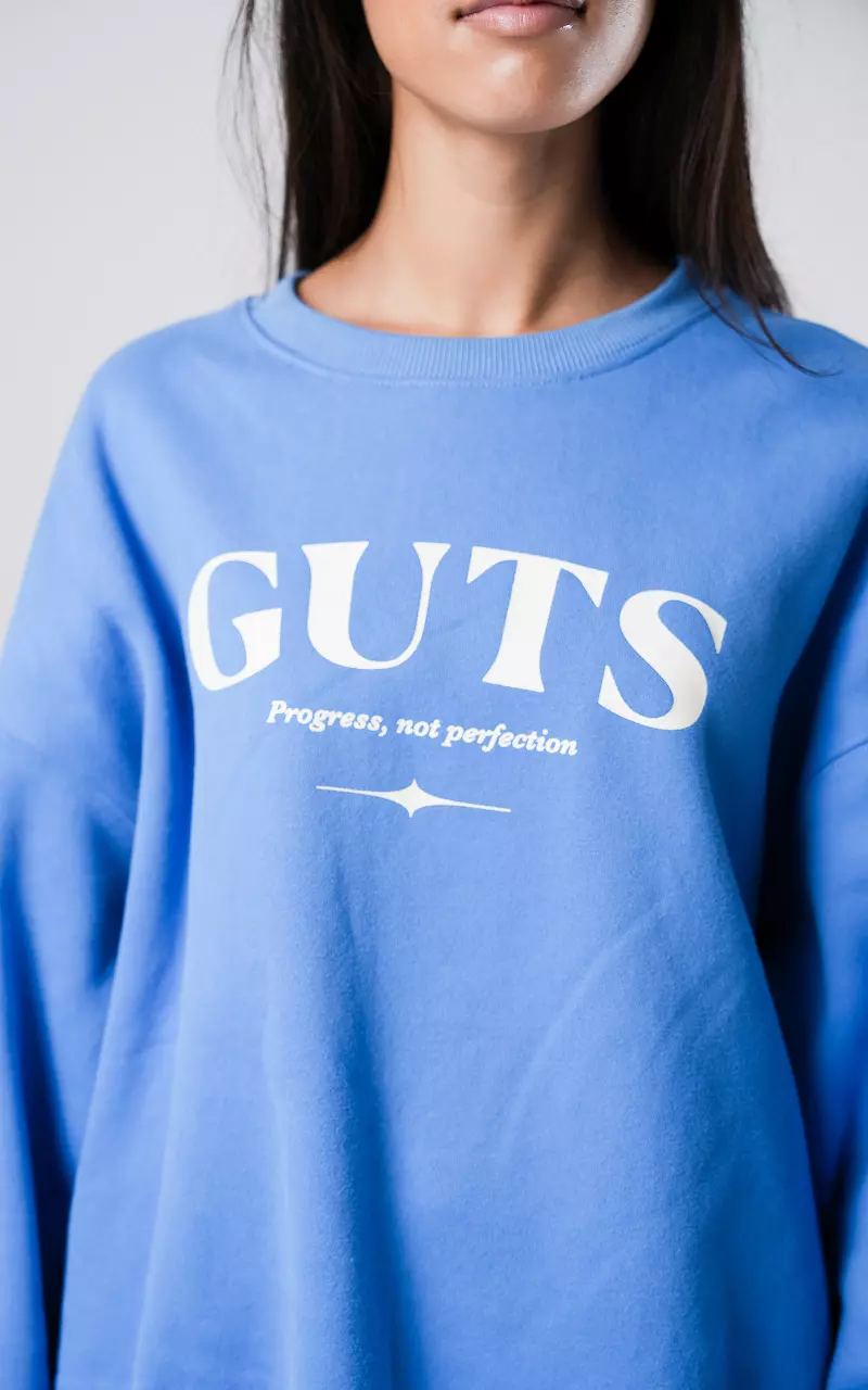 Oversized sweater with text Blue