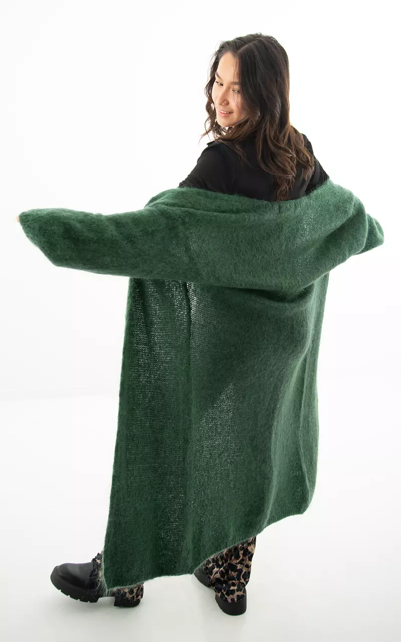 Long knitted cardigan Green