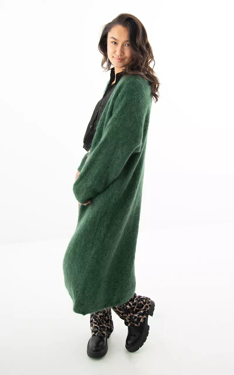 Long knitted cardigan Green
