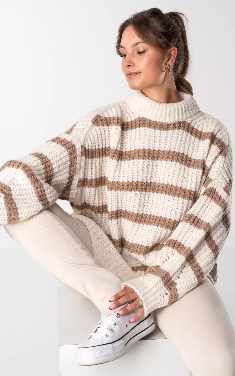 Oversized chunky knit sweater White Light Brown